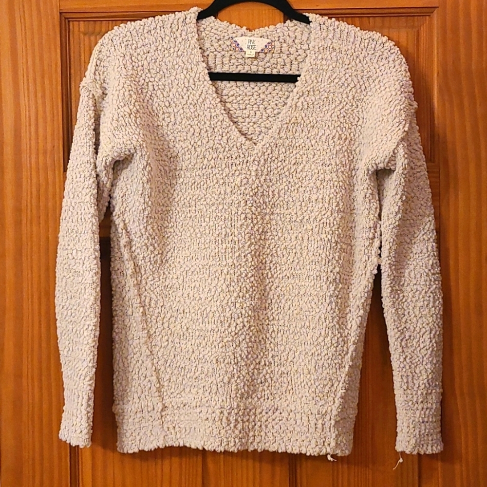 Pink Rose cream v neck sweater